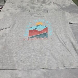 Rocky Mountain-Colorado Gray- cotton T-shirt Youth Medium